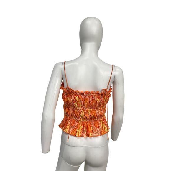 Camila Coelho 'Mura' Orange Polyester Top Size M - Picture 3 of 4